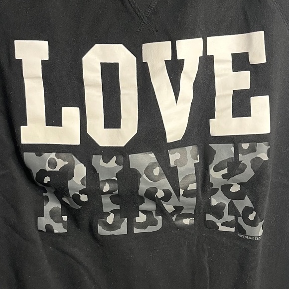 VS PINK Logo Crew Sweatshirt Women’s Size Small Black Cheetah Print - Picture 3 of 9